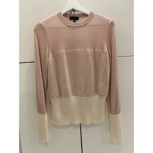 Rag & Bone Marissa Mixed-Media Crew Neck Sweater size Medium Pink Women's